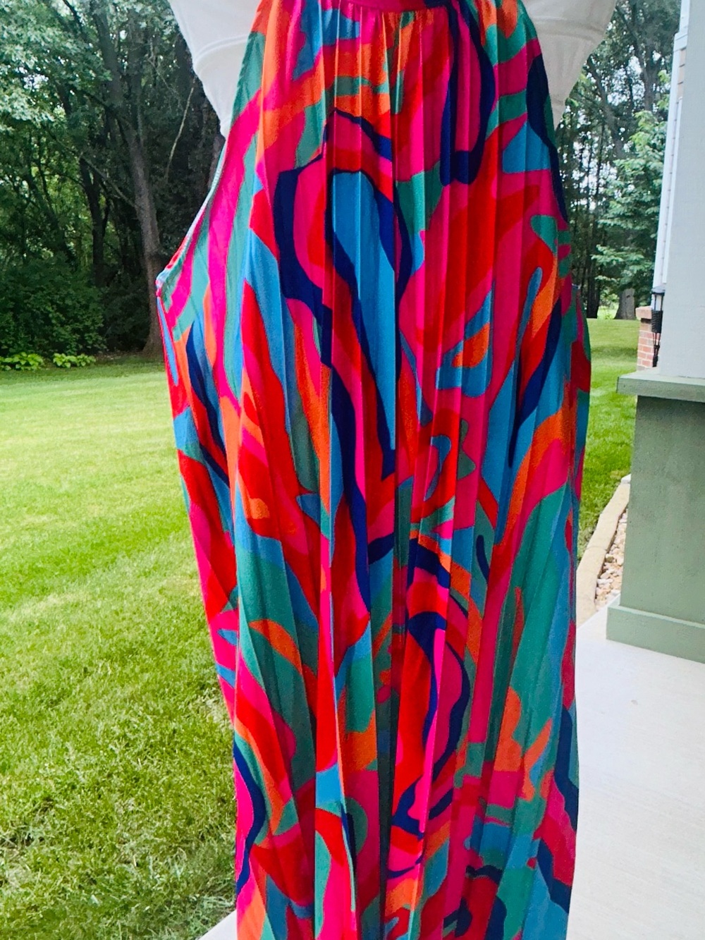 Women’s Colorful Abstract Sleeveless Midi Dress- Size 1Xl - Picture 2 of 7